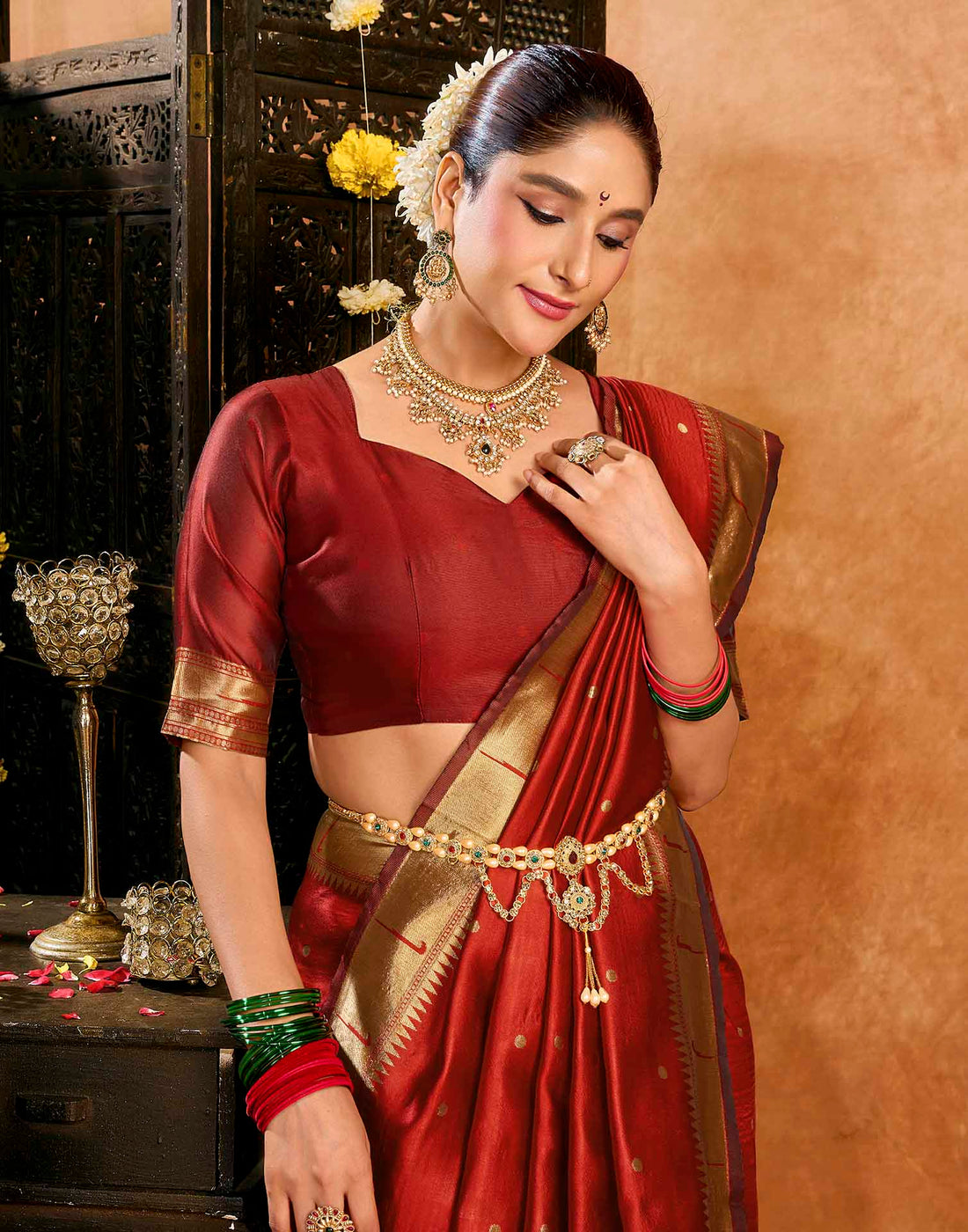 Red Silk Woven Paithani Saree
