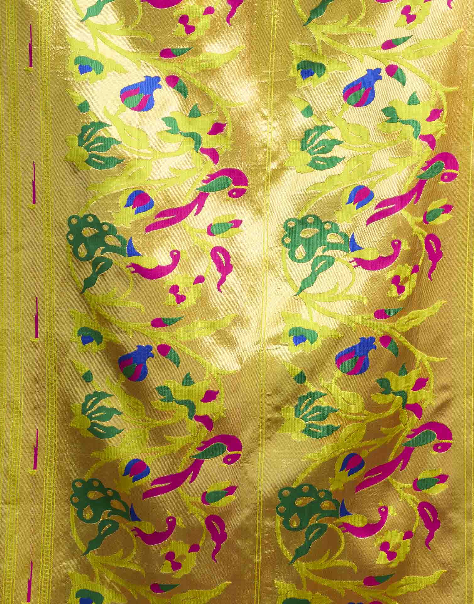 Lime Green Silk Woven Paithani Saree