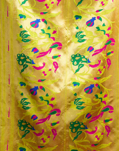 Lime Green Silk Woven Paithani Saree
