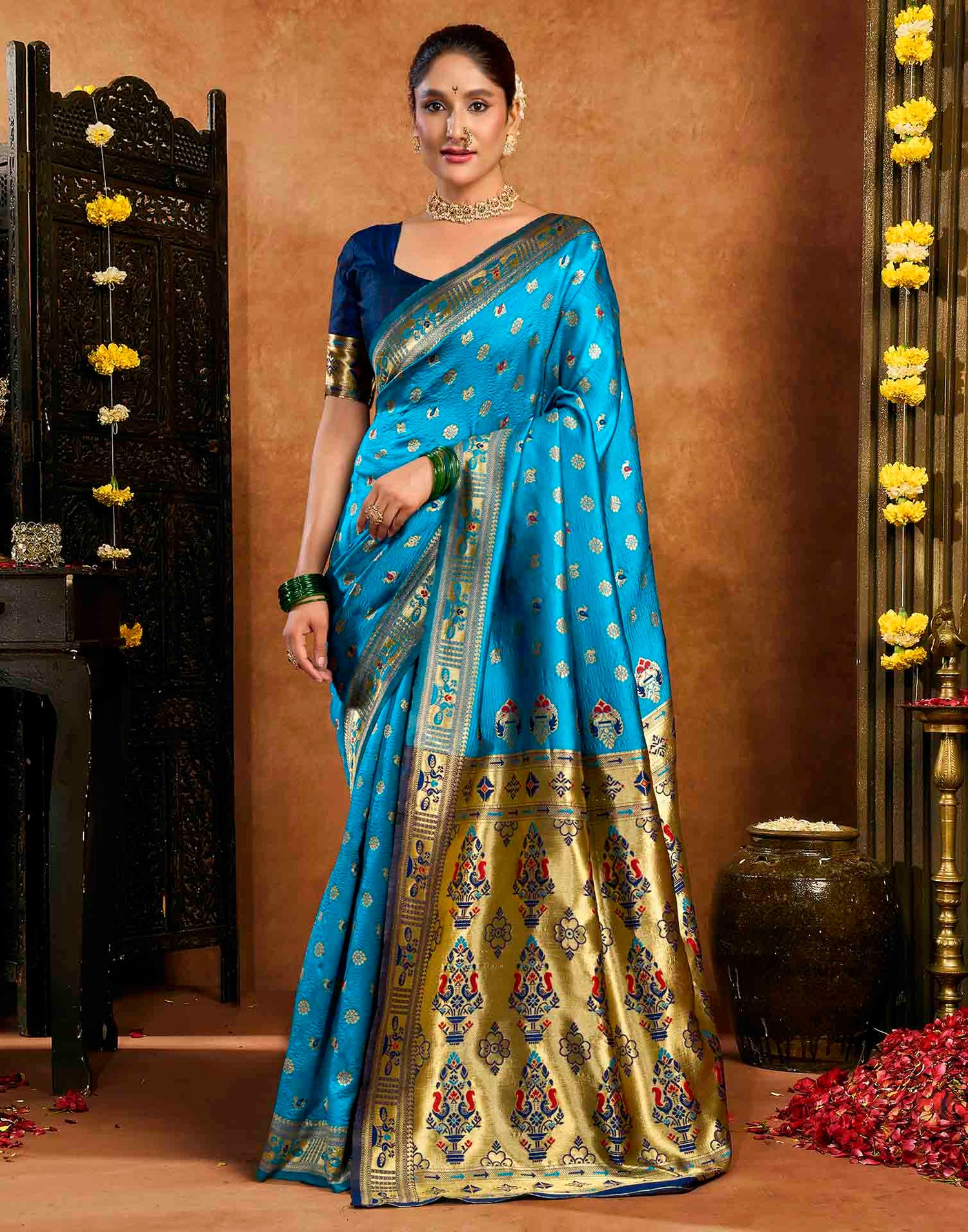 Blue Silk Woven Paithani Saree