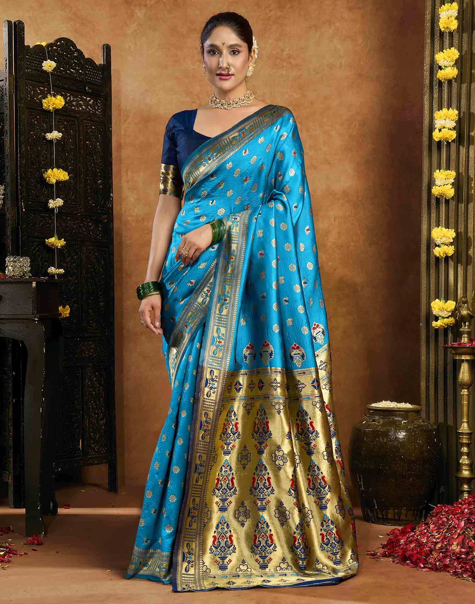 Blue Silk Woven Paithani Saree