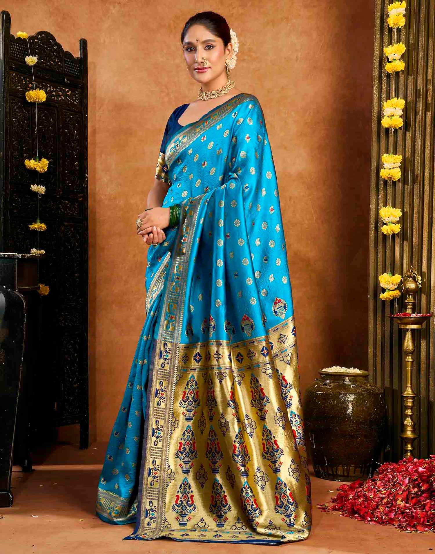 Blue Silk Woven Paithani Saree