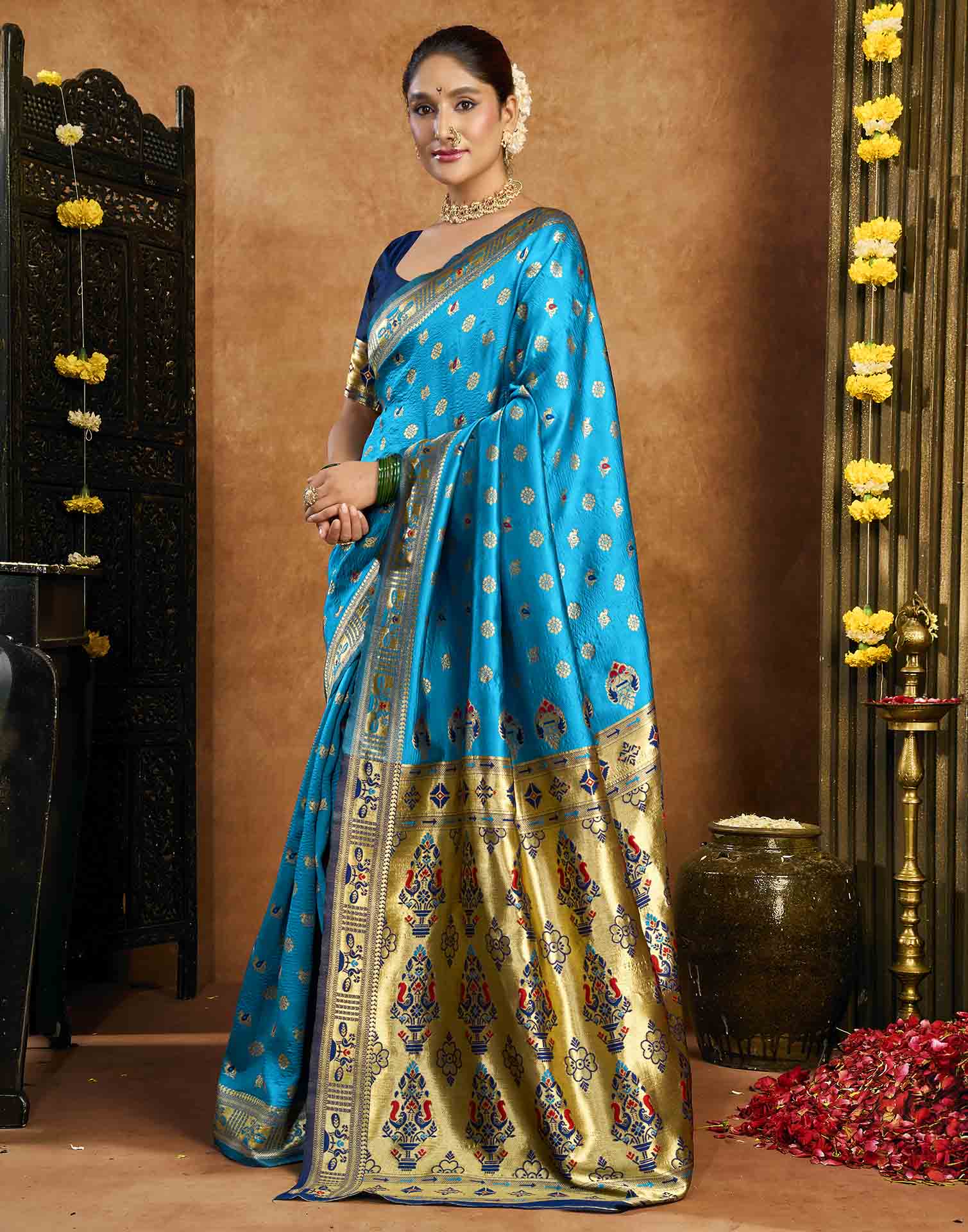 Blue Silk Woven Paithani Saree