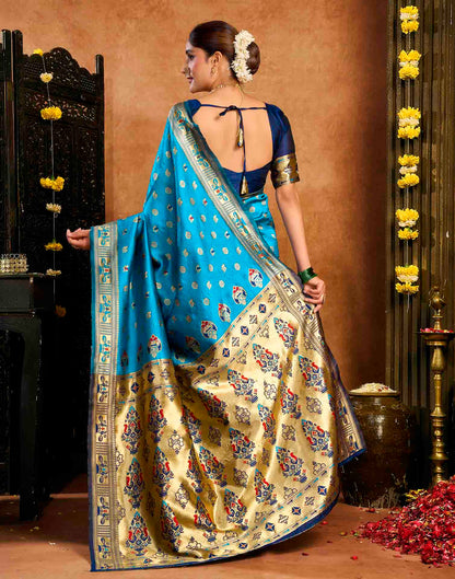 Blue Silk Woven Paithani Saree
