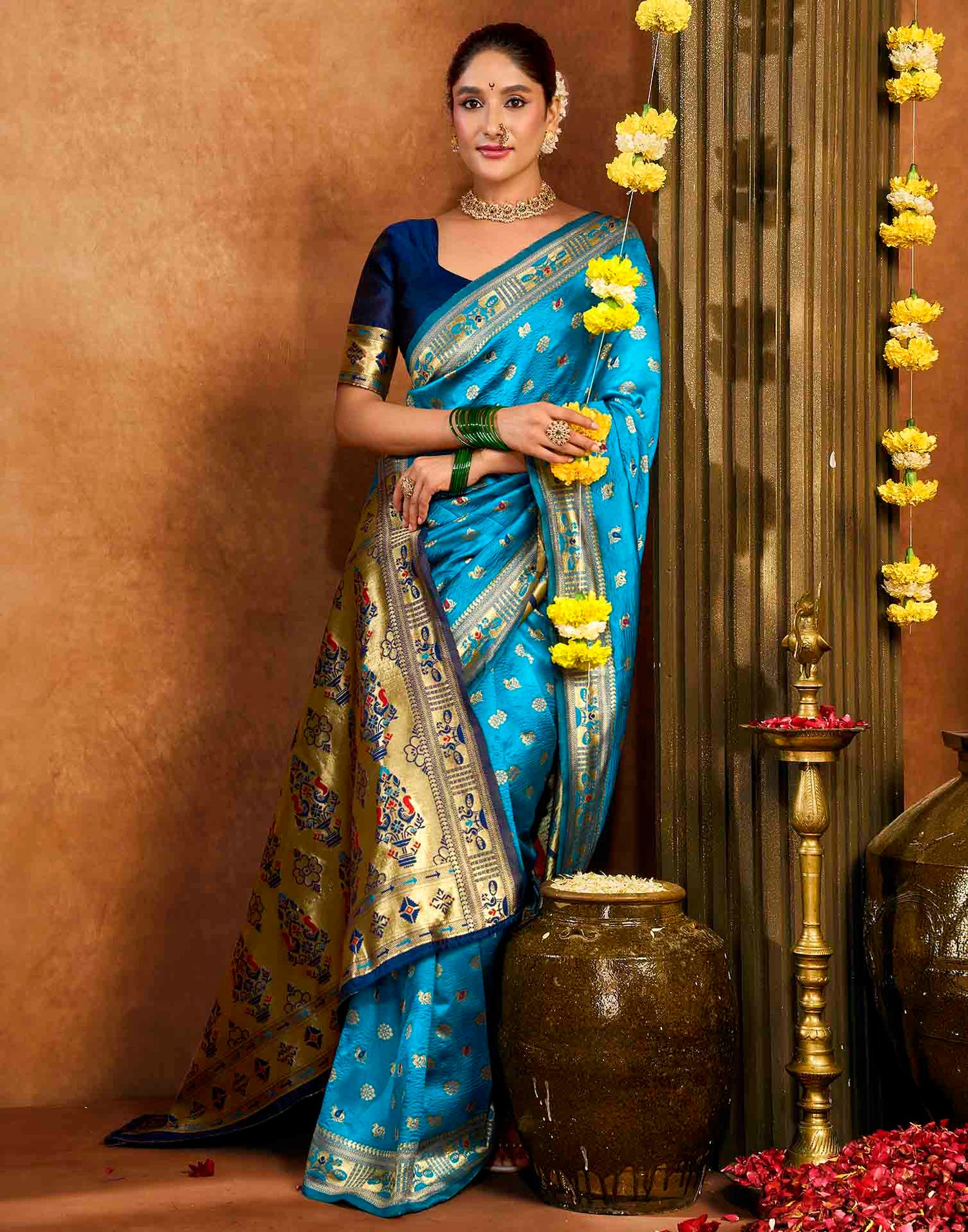 Blue Silk Woven Paithani Saree