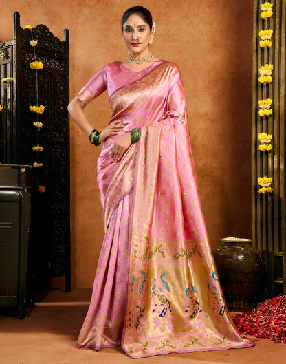Pink Silk Woven Paithani Saree
