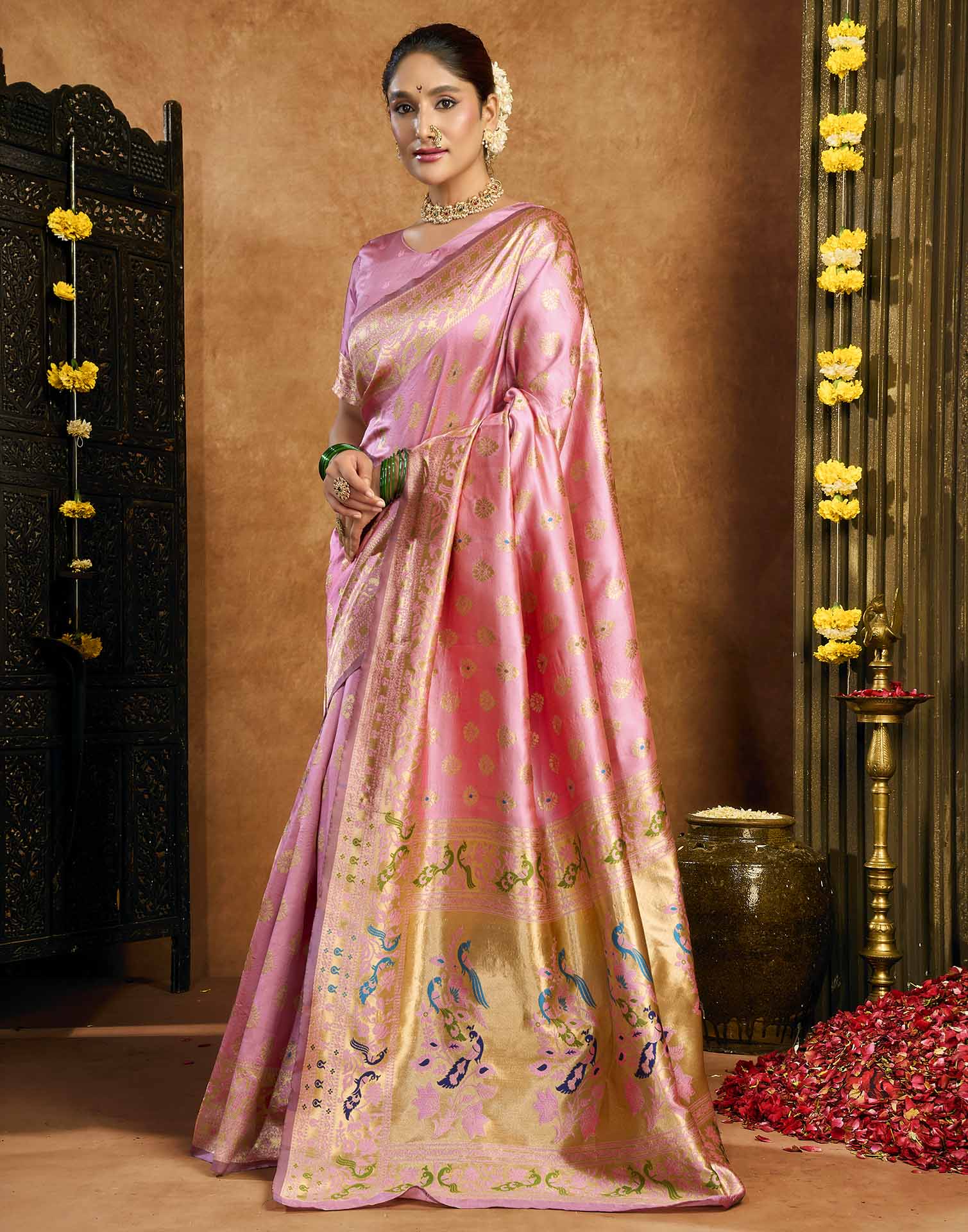 Pink Silk Woven Paithani Saree