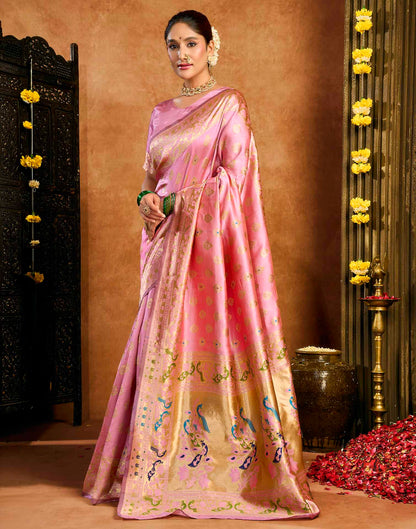 Pink Silk Woven Paithani Saree