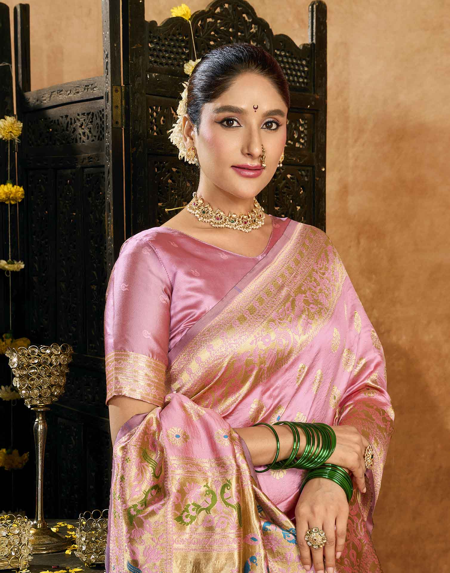 Pink Silk Woven Paithani Saree