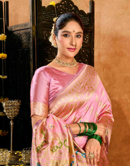 Pink Silk Woven Paithani Saree