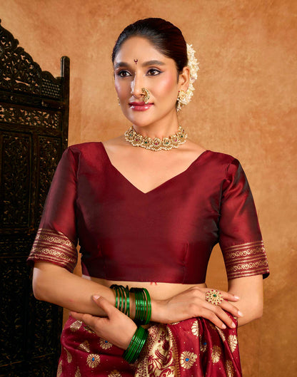 Maroon Silk Woven Paithani Saree