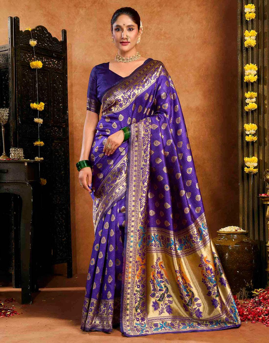 Purple Silk Woven Paithani Saree