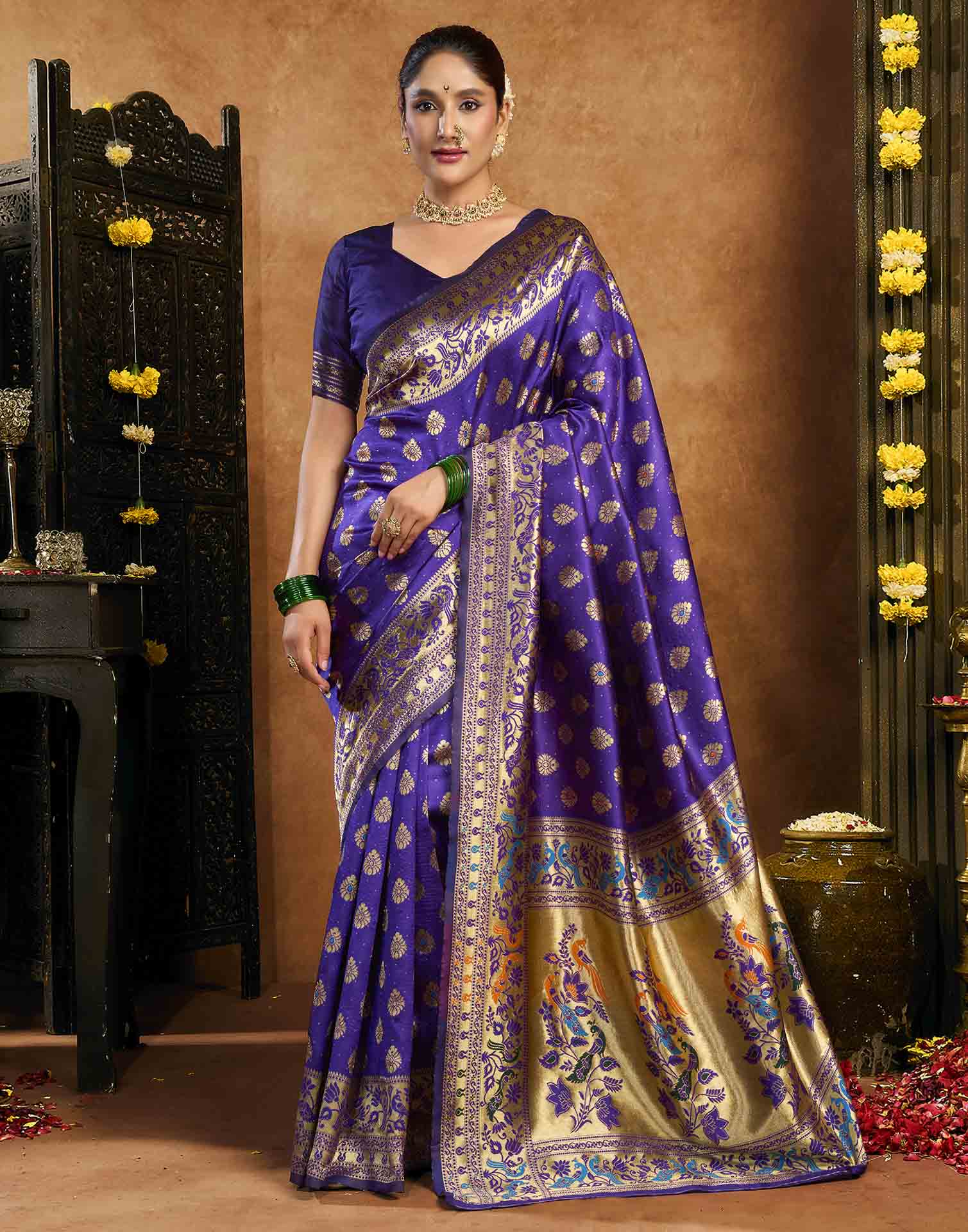 Purple Silk Woven Paithani Saree