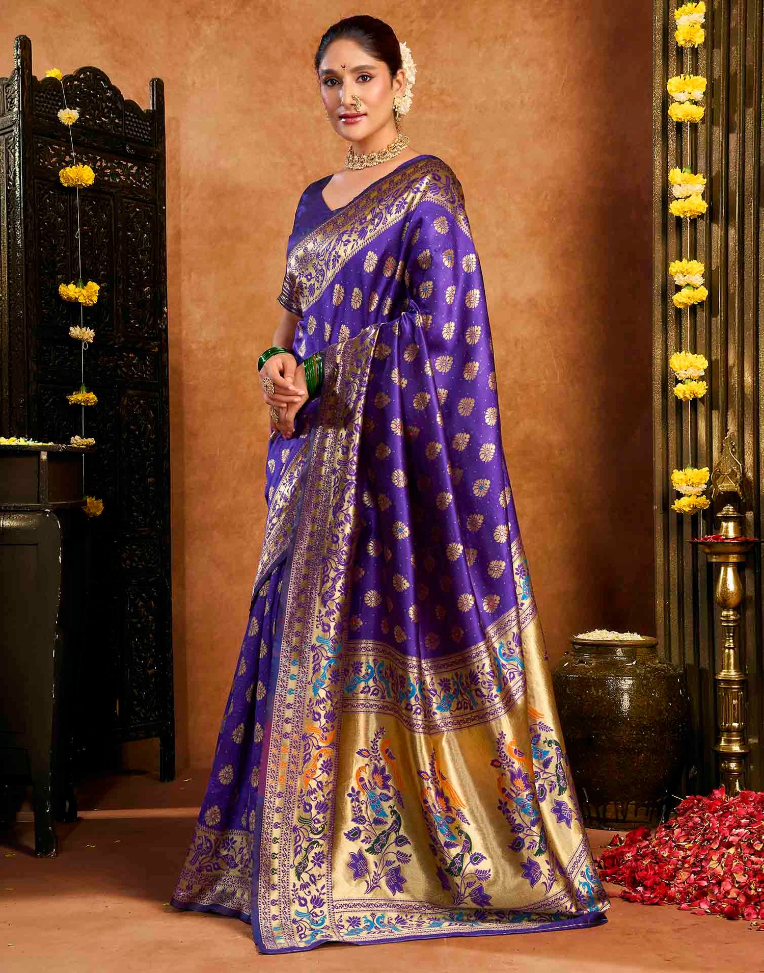 Purple Silk Woven Paithani Saree