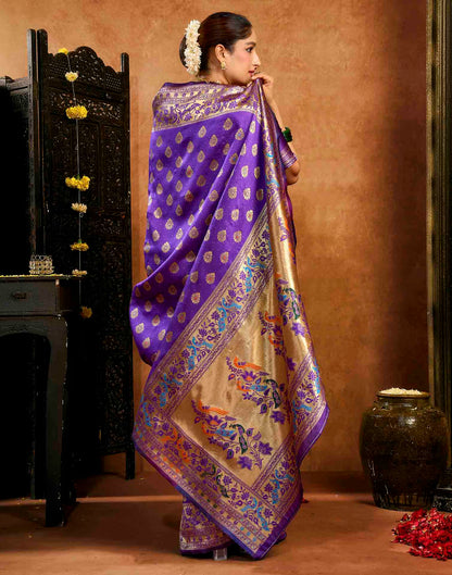 Purple Silk Woven Paithani Saree