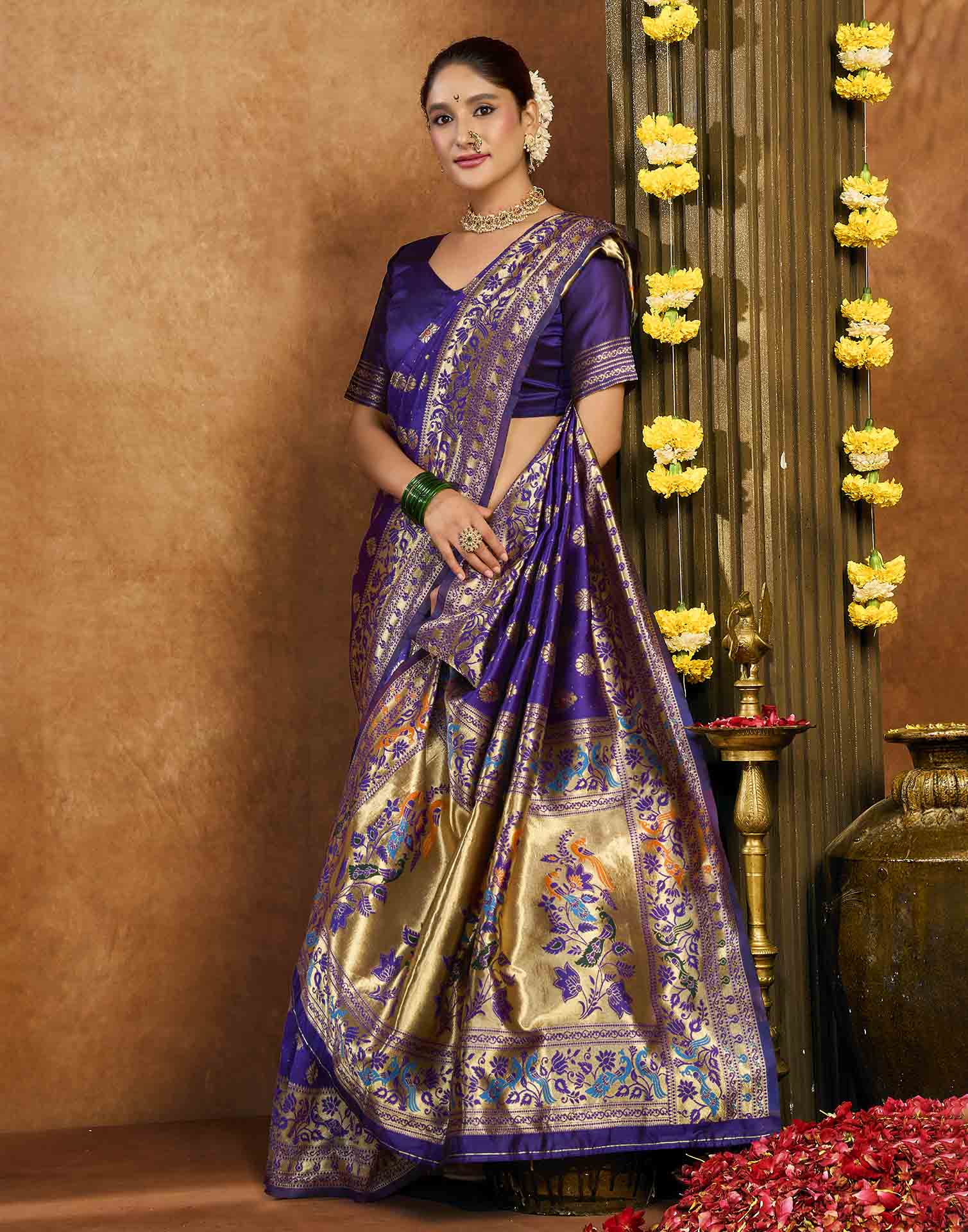 Purple Silk Woven Paithani Saree