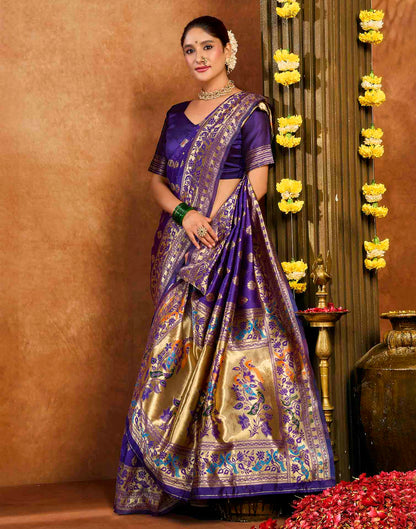 Purple Silk Woven Paithani Saree