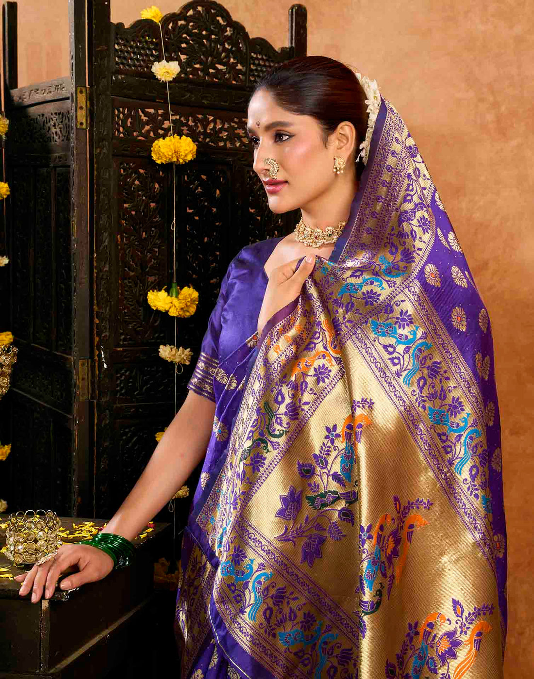 Purple Silk Woven Paithani Saree