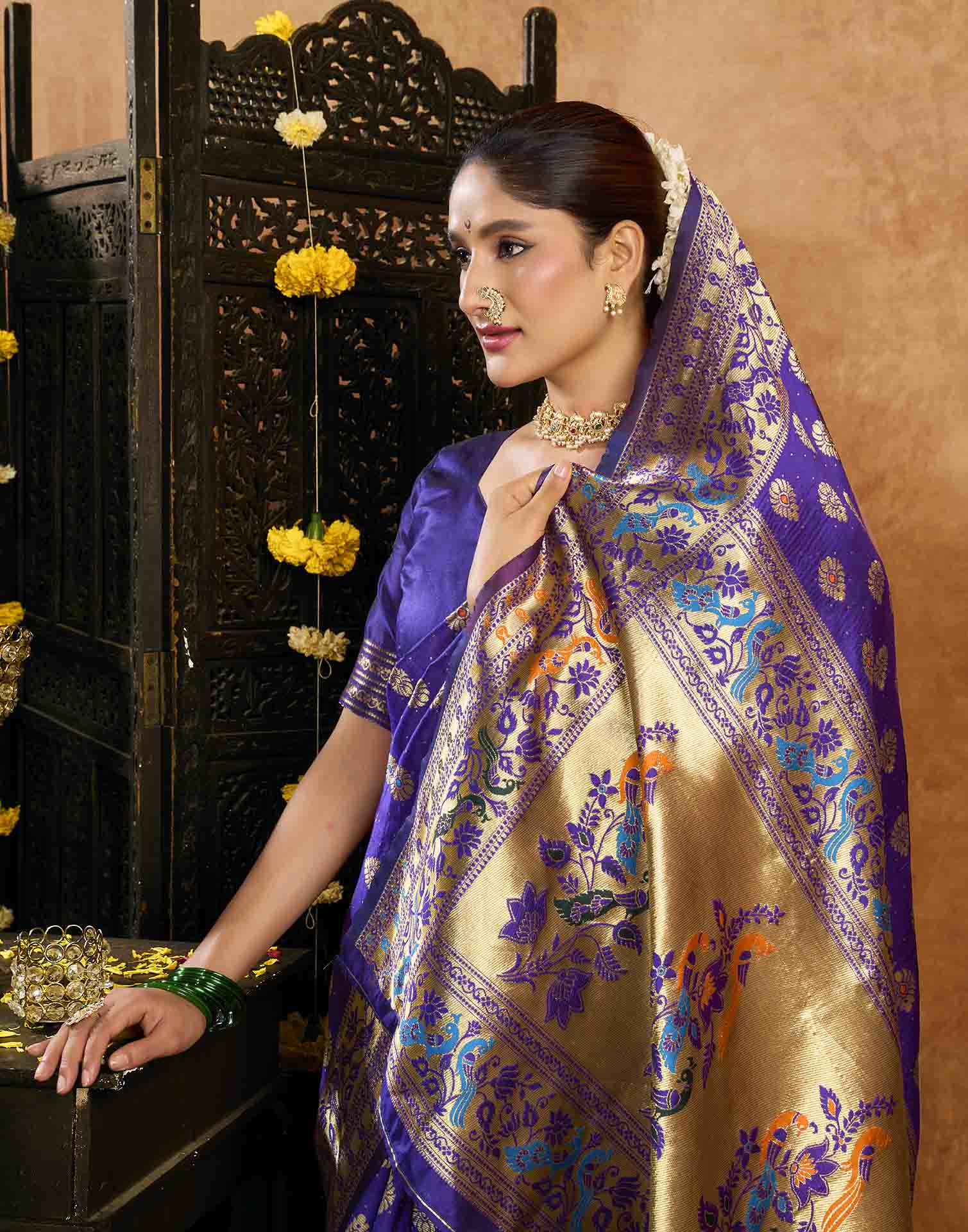 Purple Silk Woven Paithani Saree