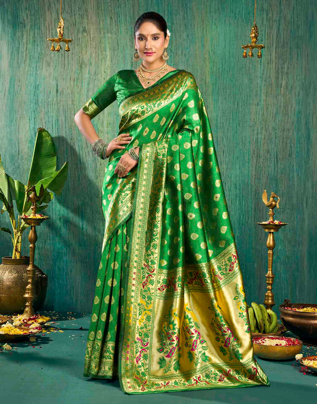 Green Silk Woven Paithani Saree