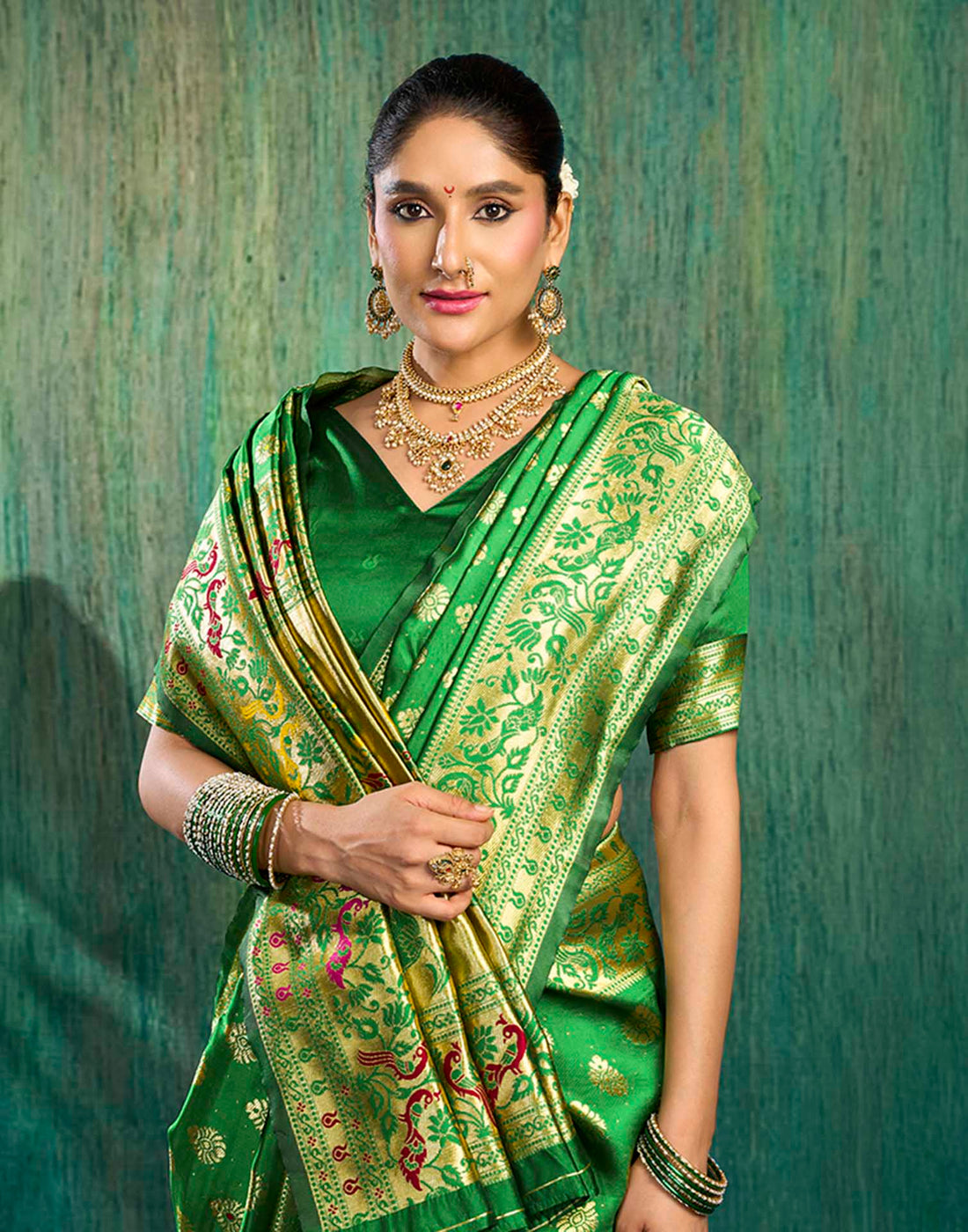Green Silk Woven Paithani Saree