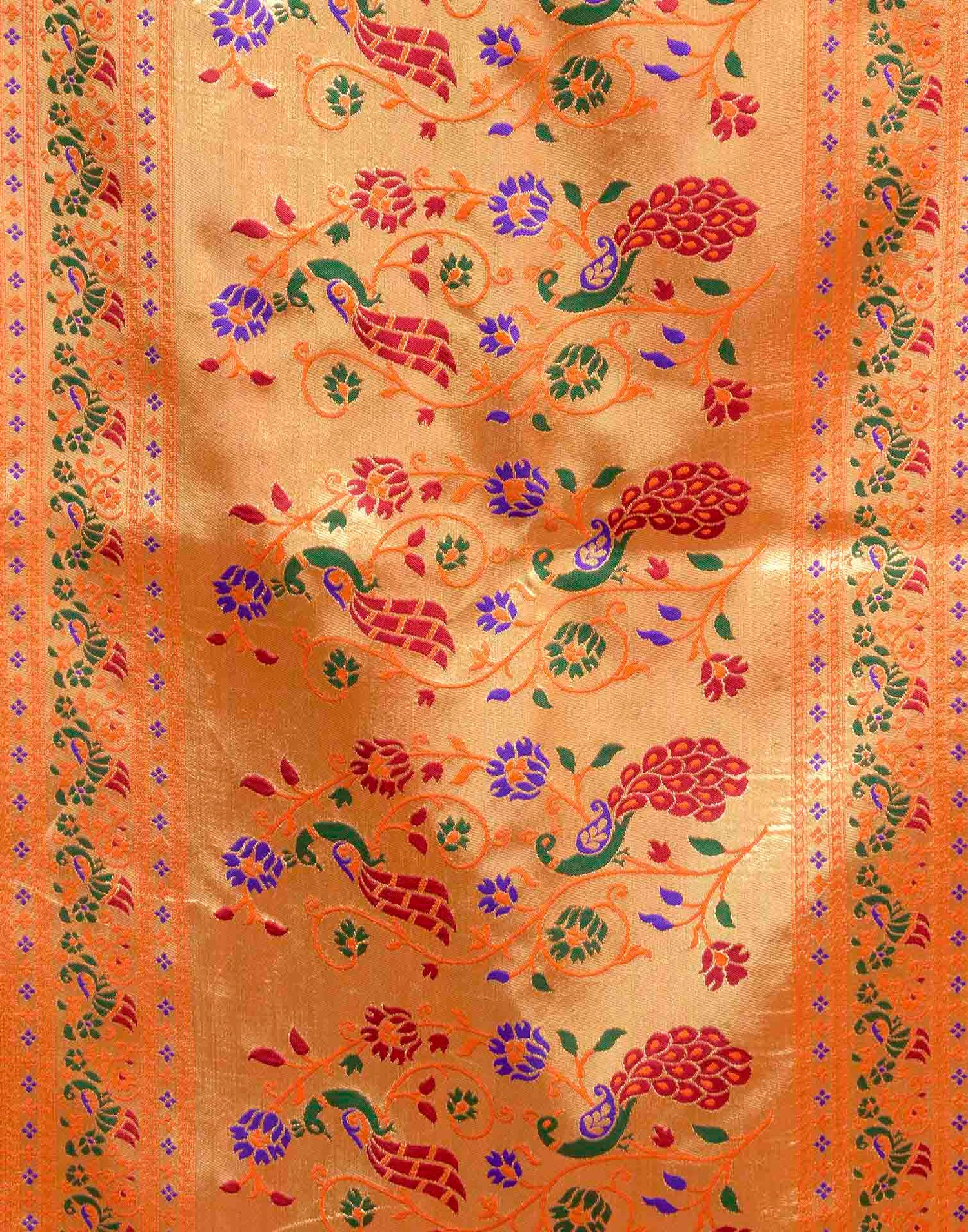 Orange Silk Woven Paithani Saree
