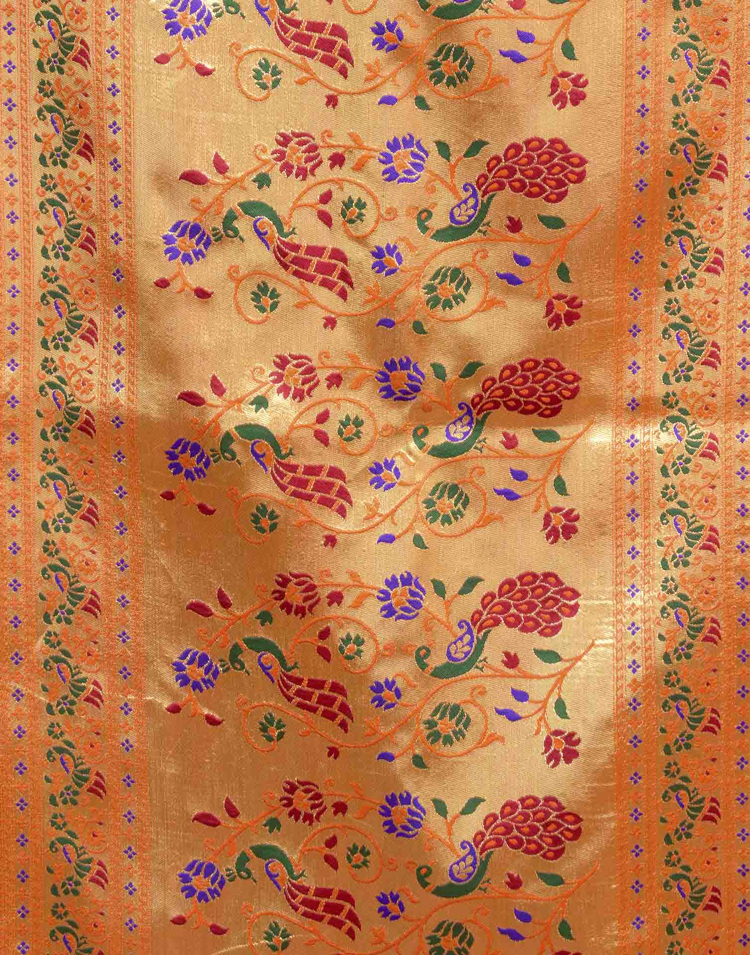 Orange Silk Woven Paithani Saree