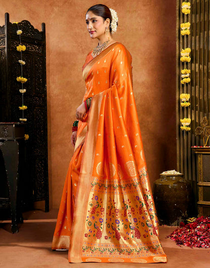 Orange Silk Woven Paithani Saree