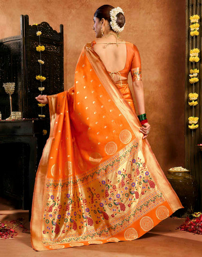 Orange Silk Woven Paithani Saree