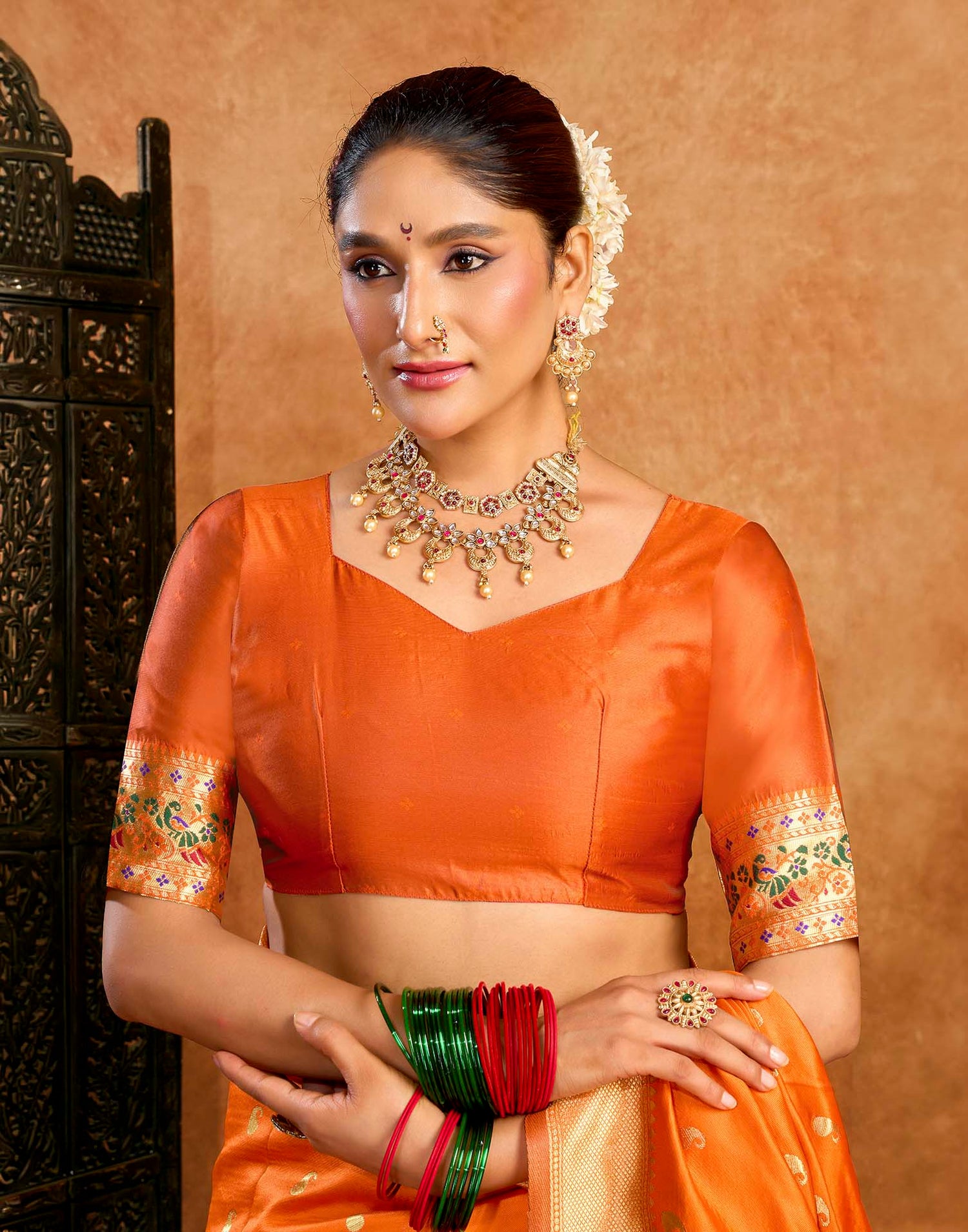 Orange Silk Woven Paithani Saree