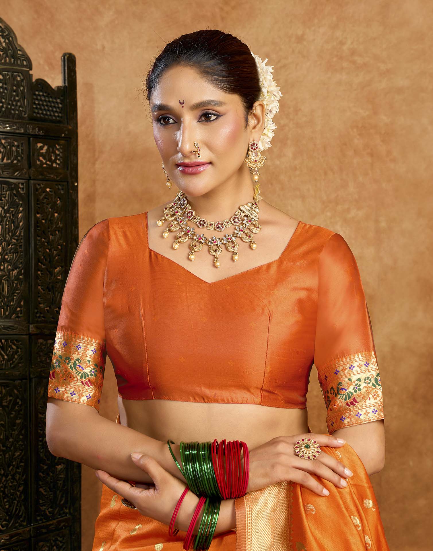 Orange Silk Woven Paithani Saree