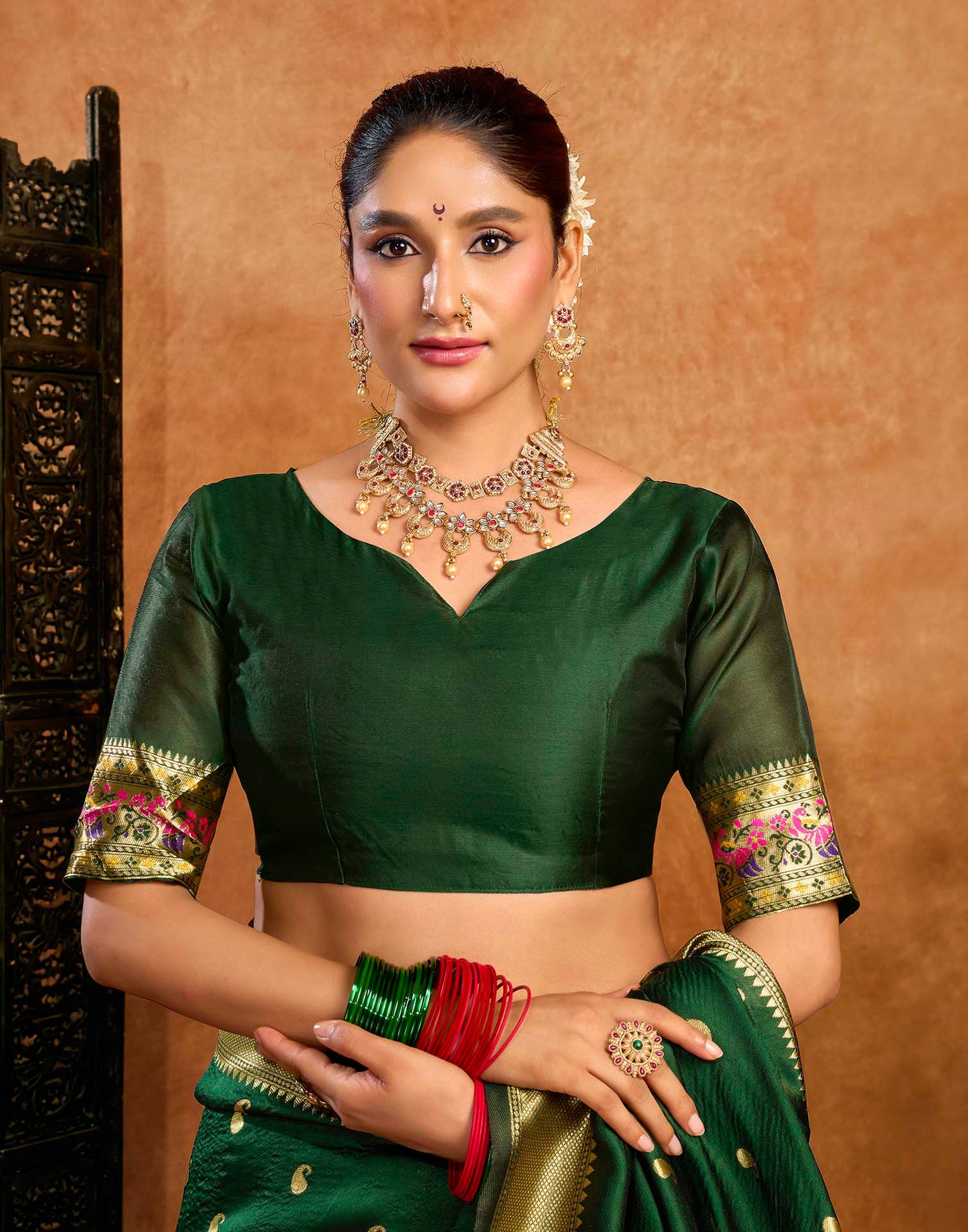 Dark Green Silk Woven Paithani Saree