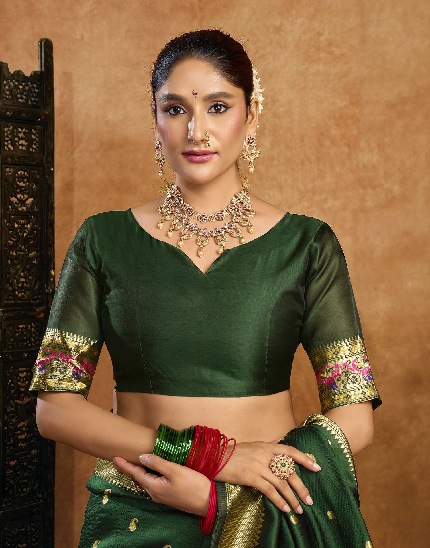 Dark Green Silk Woven Paithani Saree