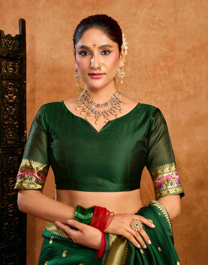 Dark Green Silk Woven Paithani Saree