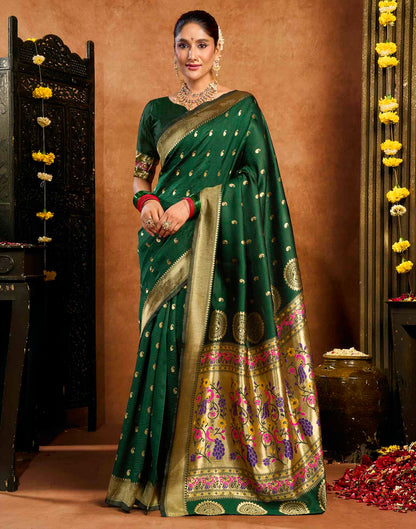 Dark Green Silk Woven Paithani Saree