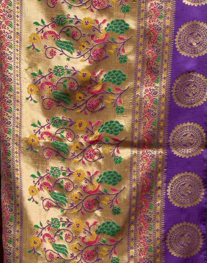 Purple Silk Woven Paithani Saree