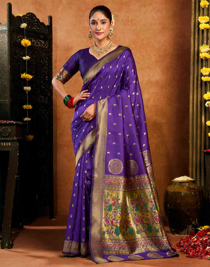 Purple Silk Woven Paithani Saree