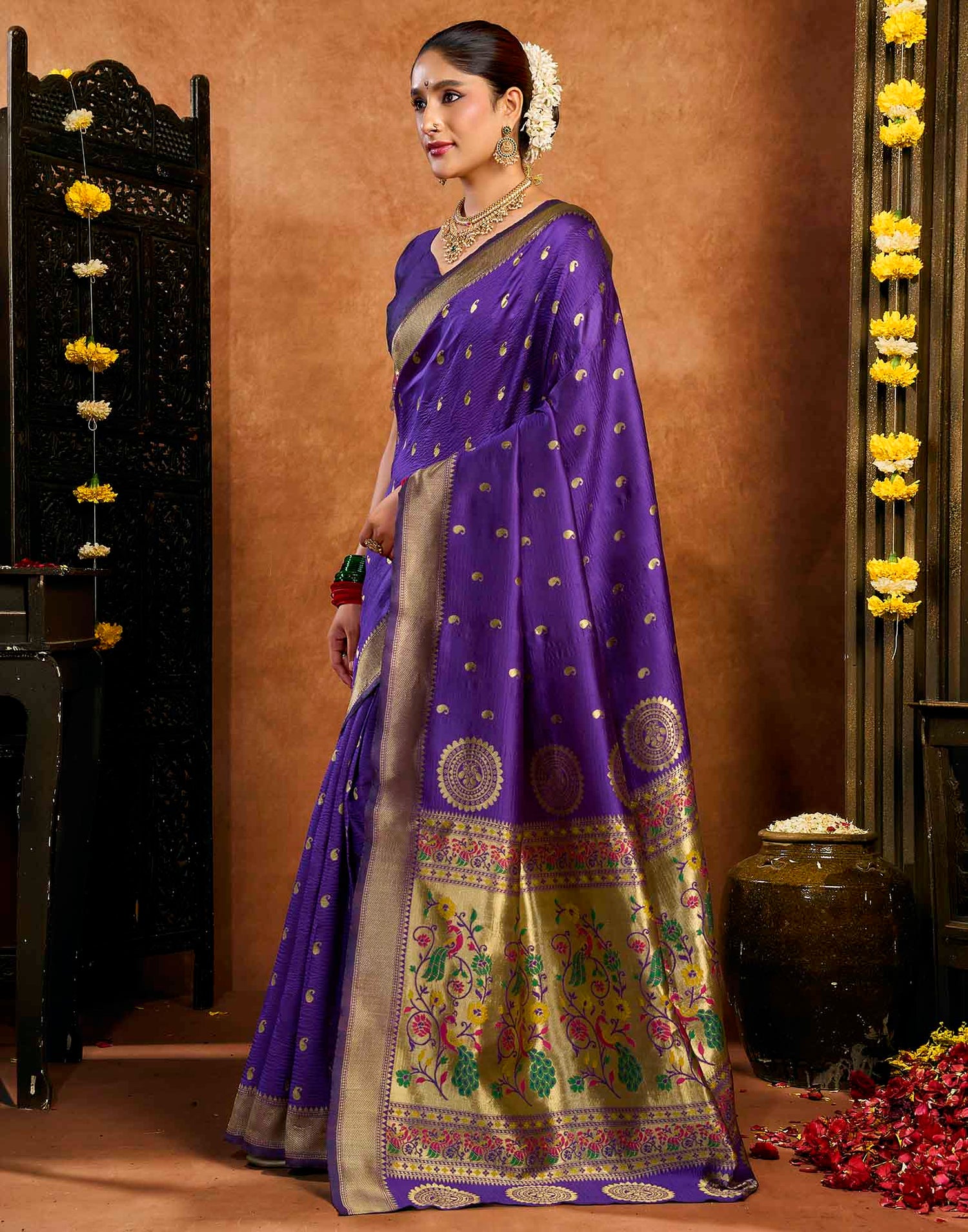 Purple Silk Woven Paithani Saree