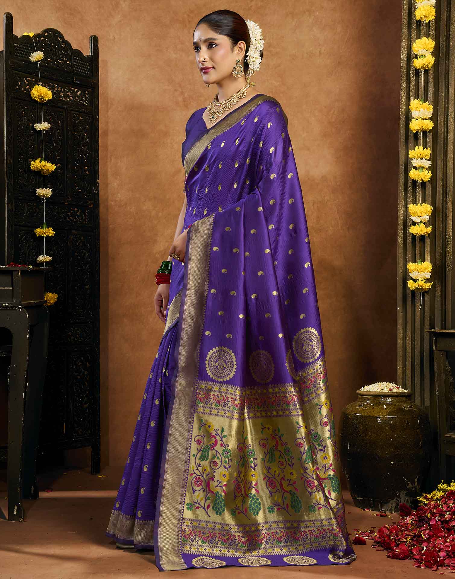 Purple Silk Woven Paithani Saree