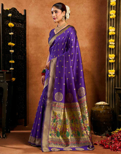 Purple Silk Woven Paithani Saree
