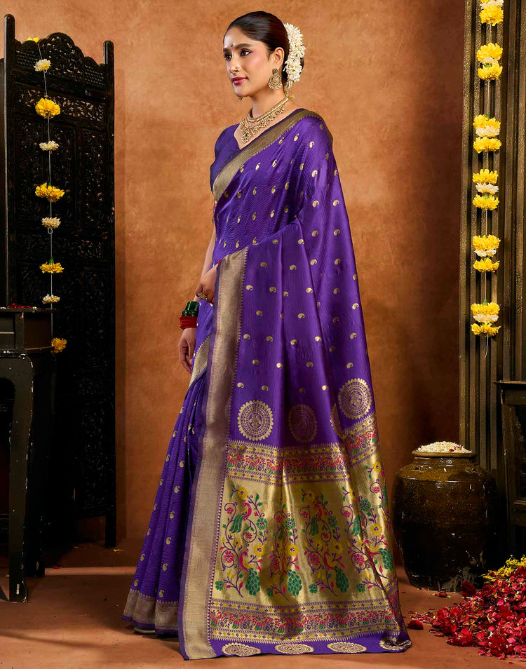Purple Silk Woven Paithani Saree