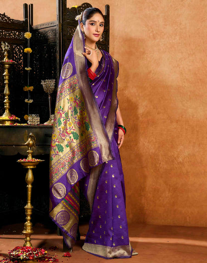 Purple Silk Woven Paithani Saree
