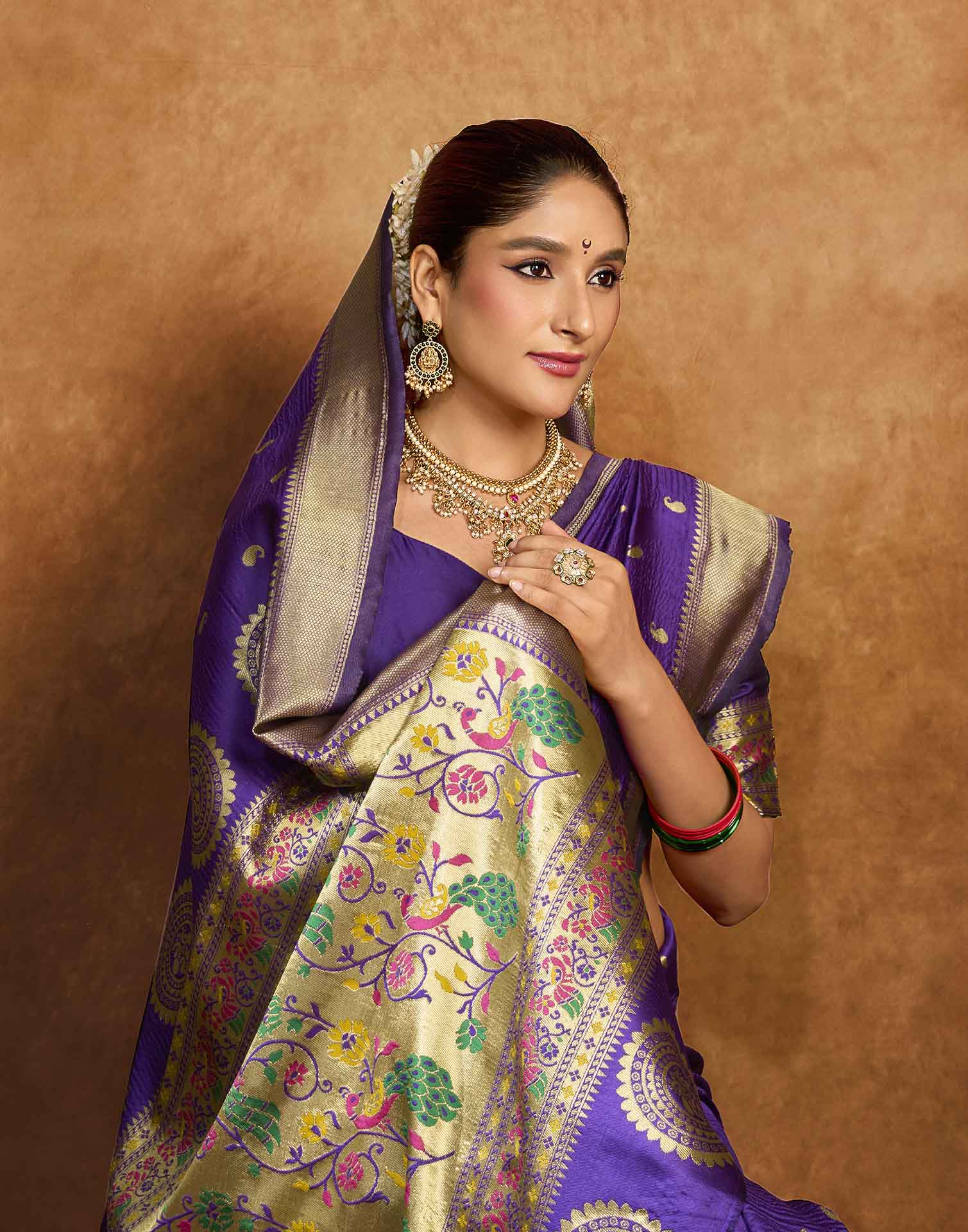 Purple Silk Woven Paithani Saree