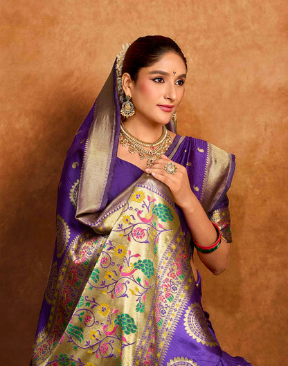Purple Silk Woven Paithani Saree