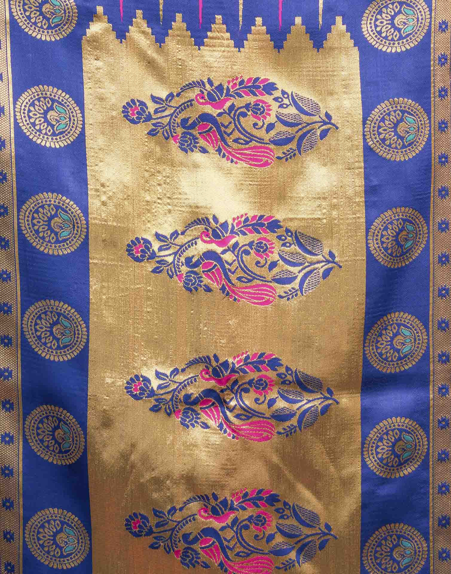 Teal Blue Silk Woven Paithani Saree