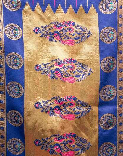 Teal Blue Silk Woven Paithani Saree