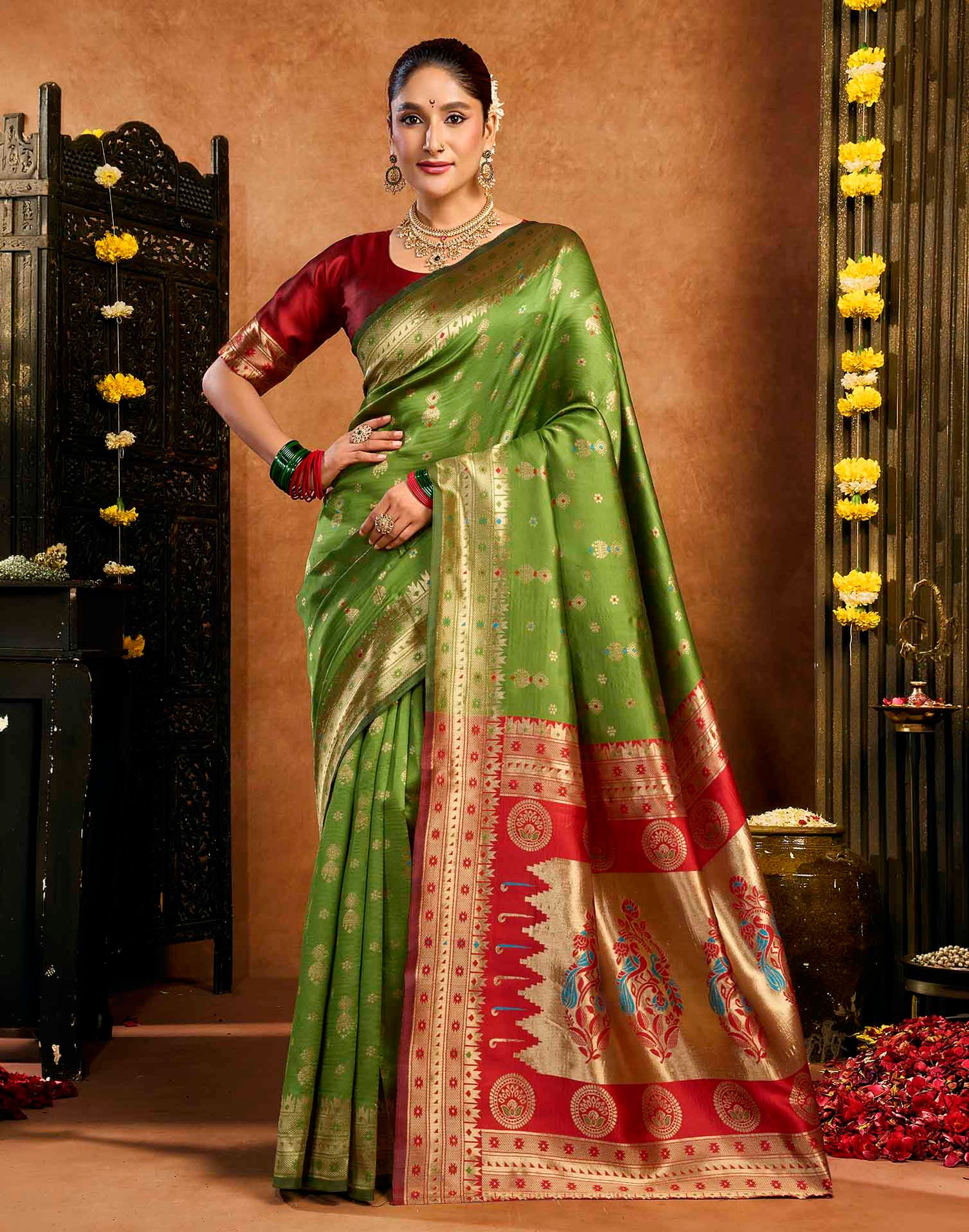 Green Silk Woven Paithani Saree