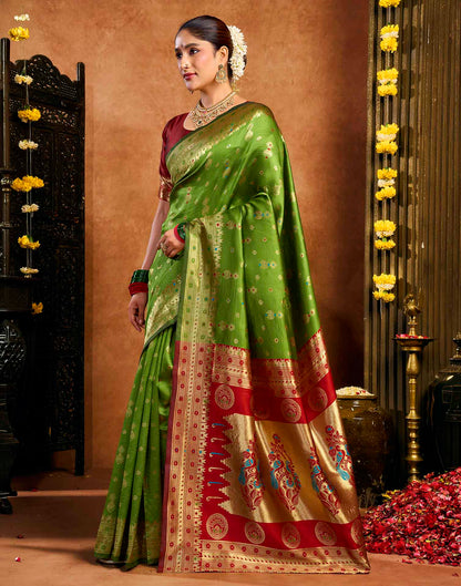 Green Silk Woven Paithani Saree