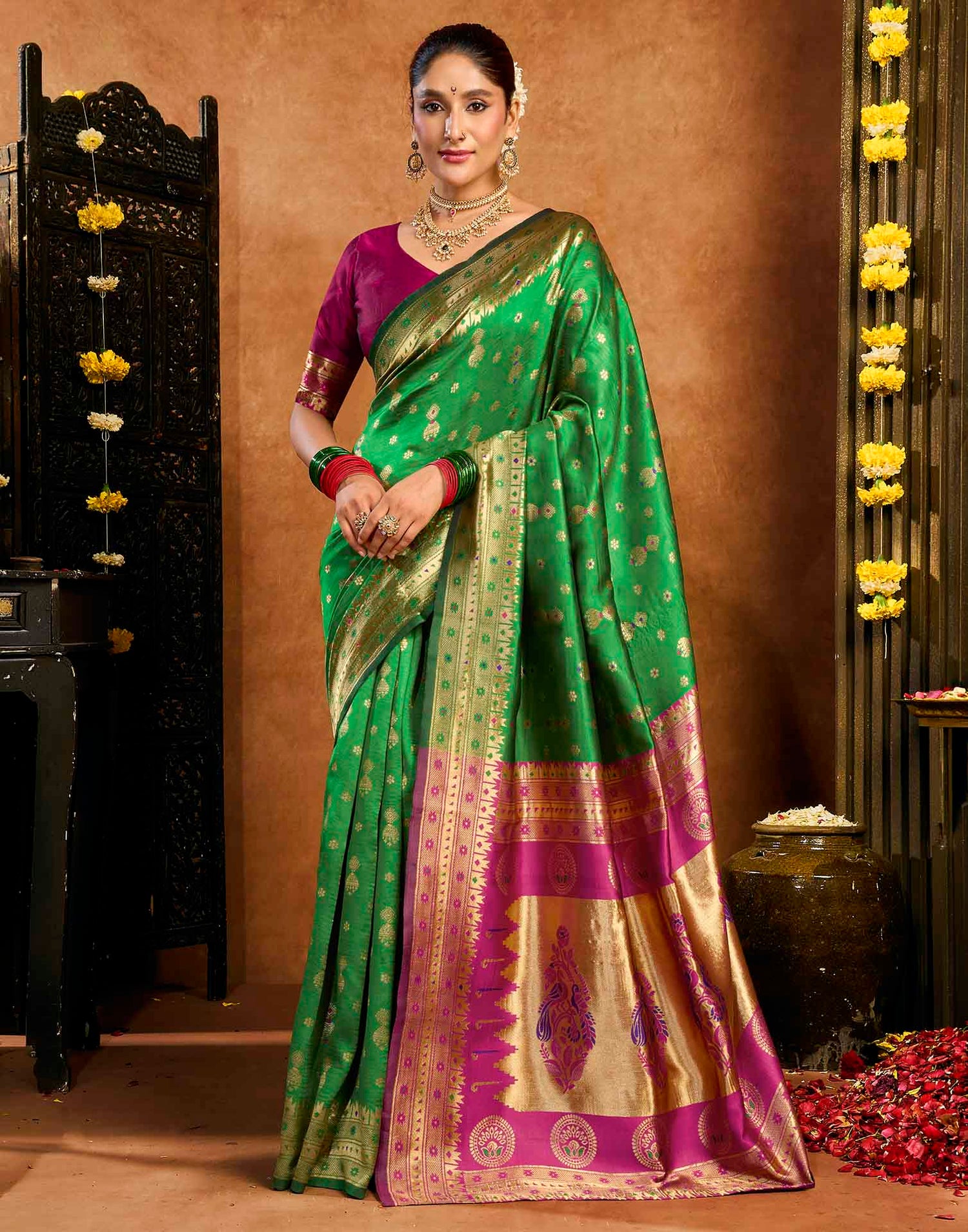 Green Silk Woven Paithani Saree