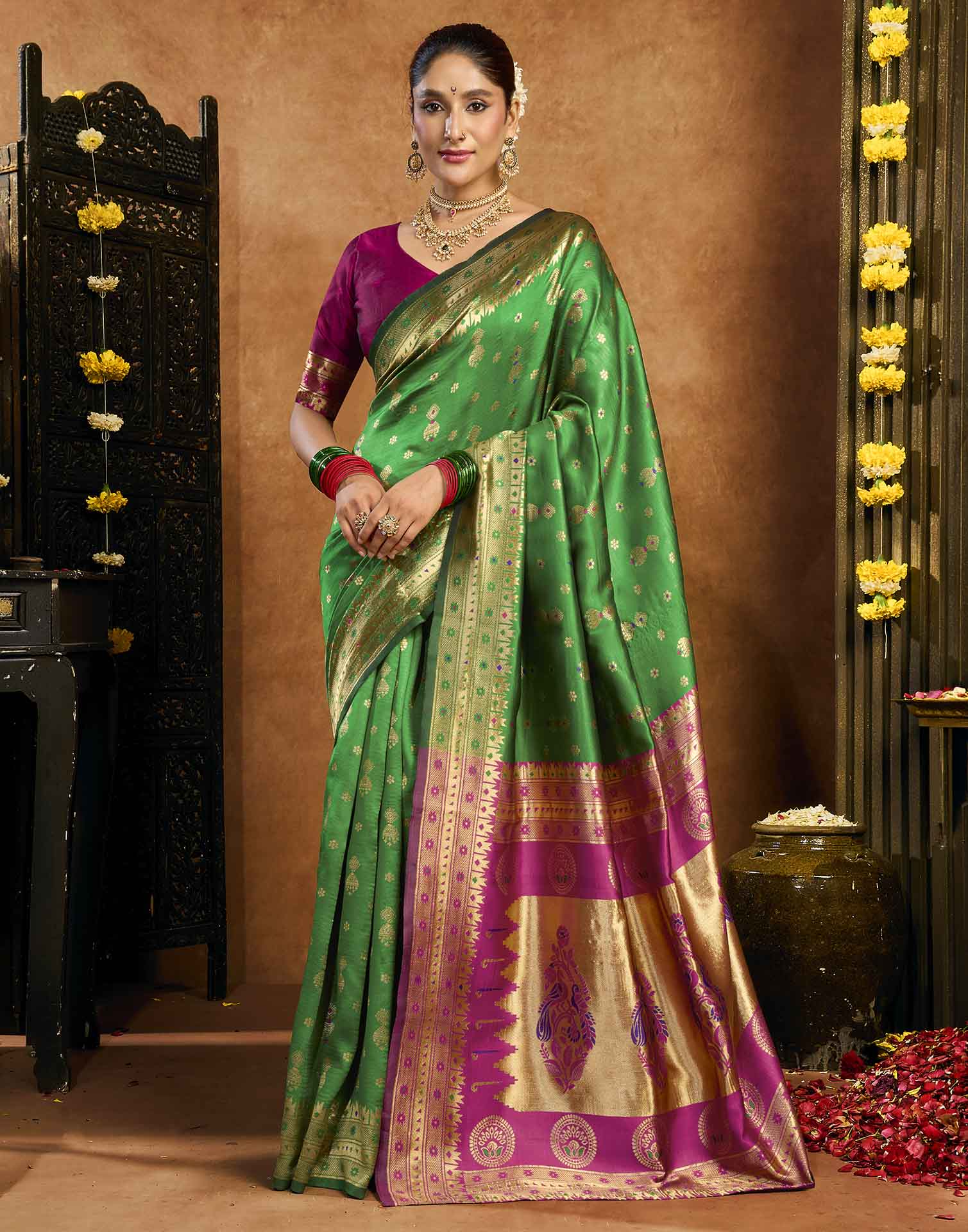 Green Silk Woven Paithani Saree